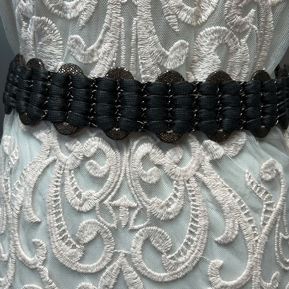 Chicos belt adjustable copper sequin ovals linked by weaving ovals with chain. main image 8